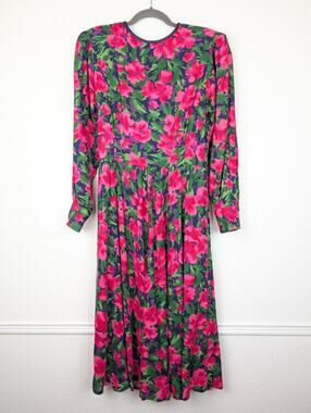 Vintage Dress California Design Dorothy Samuel Floral Cottagecore Pink Size 12